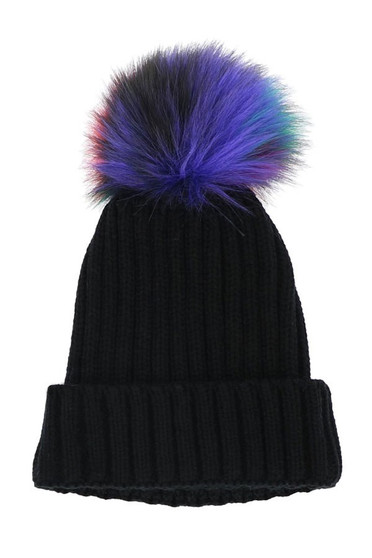 Knit Hat with Colorful Pom