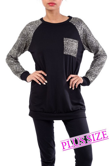 Plus Size Raglan Sleeve Top with Shine