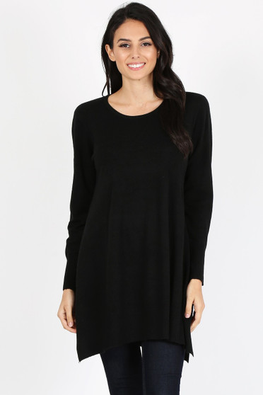 MAZEL Cashmere Blend Long Body Pull On Sweater in 2 Colors