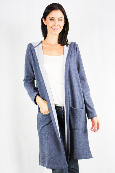 Sweatshirt Fabric Hoodie Cardigan in 2 Colors