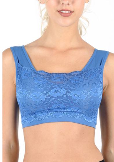 Low Neck Line Bra Top with Front Lace Cover Non Padded