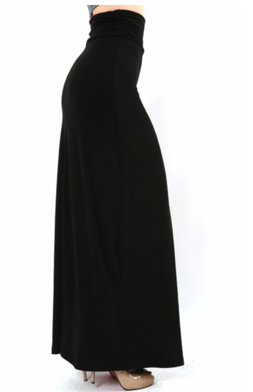 Premium Fabric Side Shirring Maxi Skirt