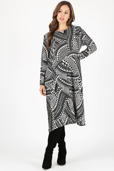 MAZEL Printed Midi Dress withPrinted midi dress with oversize fit Oversize Fit