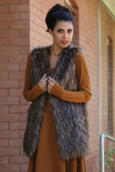 NOSTALGIA Multi Tone Faux Fur Vest