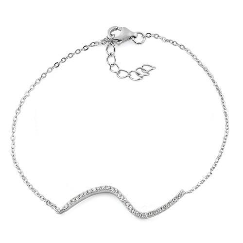 Sterling Silver Cascading Wave Clear CZ Bracelet