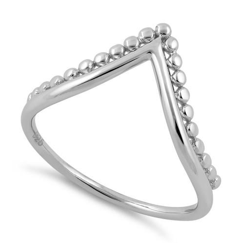Sterling Silver V Shape Beaded Ring