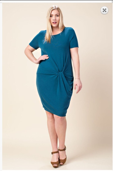Plus Size Front Twist Knit Dress