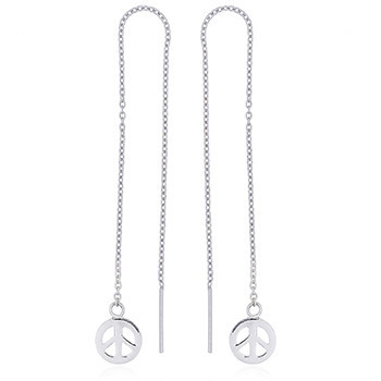 Sterling Silver Peace Symbol Threader Earrings