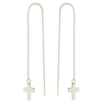 Sterling Silver Cross Threader Earrings