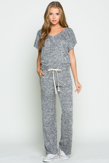 BR STAGE V-Neck Contempary Jumpsuit with Front Tie and Pockets Available in 2 Colors