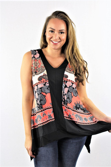 Plus Size Sleeveless Printed Top