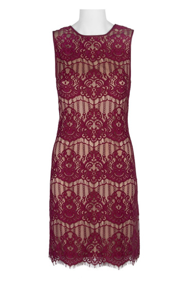 Adrianna Papell Illsuion Crew Neck Sleeveless Zipper Back Lace Dress