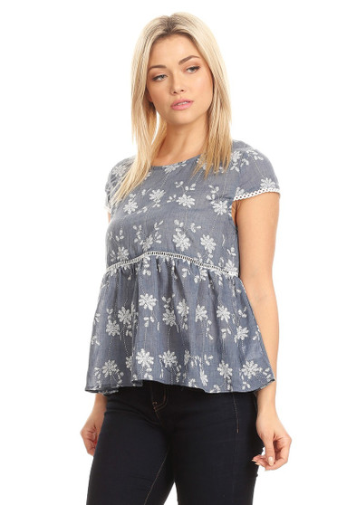 VERTY Embroidered Baby Doll Top