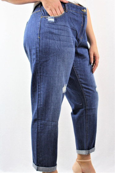 Plus Size Dark Blue Ripped Jeans