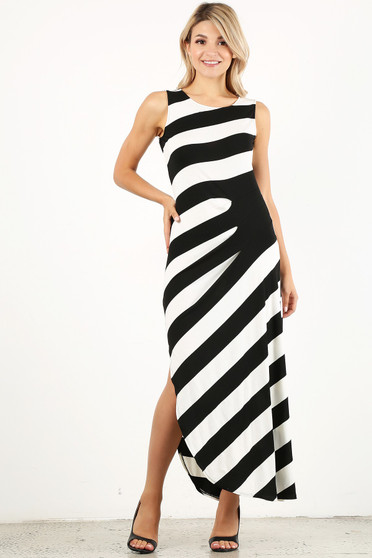 NALGAE WING Striped Sleeveless Maxi Dress with Side Split