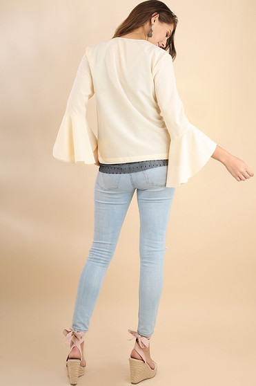 GIGIO Bell Sleeve Light Jacket with Hook & Eye Closure