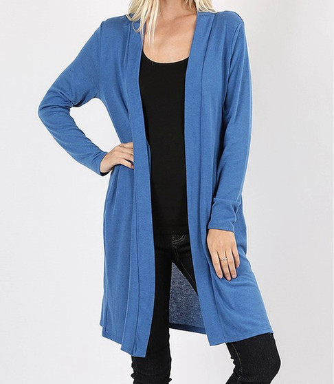 PLUS SIZE SWEATER OPEN FRONT KNEE LENGTH CARDIGAN AVAILABLE IN 4 COLORS