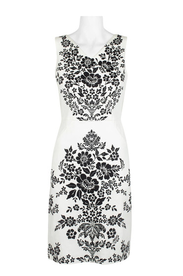 London Times V-Neck Sleeveless Floral Print Dress