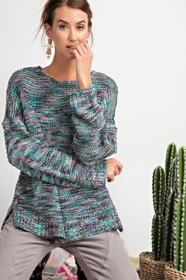 Multi Color Knit Pullover Sweater