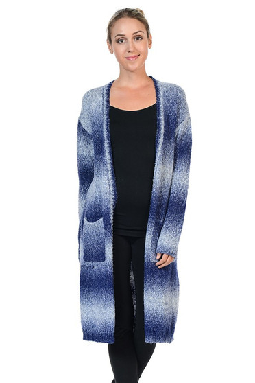 EINII Wool Blend Long Cardigan in Ombre