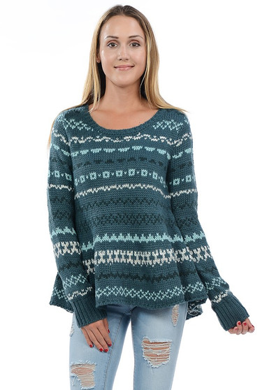 EINII Soft Pullover Sweater with Bell Hem Line Oversized