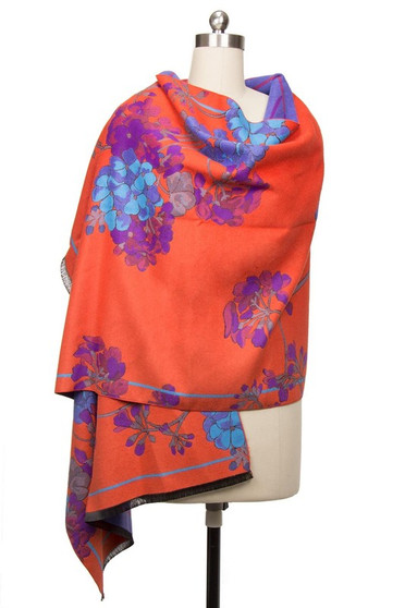 SAACHI Reversible Praachy Bright Floral Silk Scarf