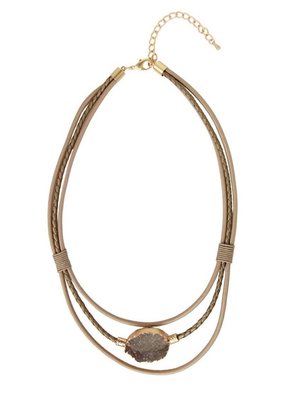 SAACHI Multi Strand Taupe Druzy Necklace
