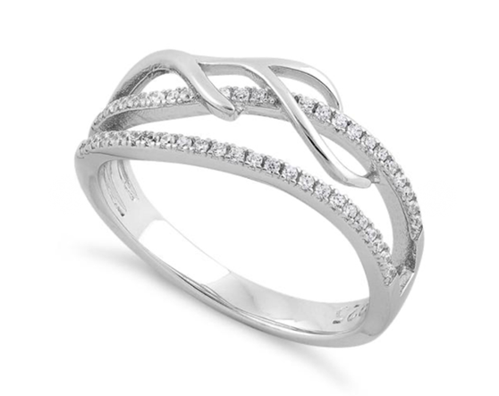 Sterling Silver Vines Freeform CZ Ring