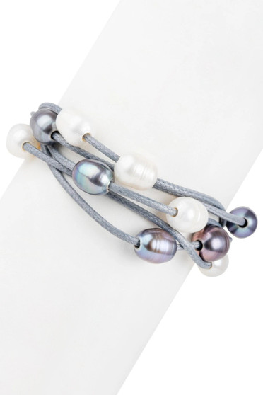 SAACHI Cosmo Leather Bracelet - Gray