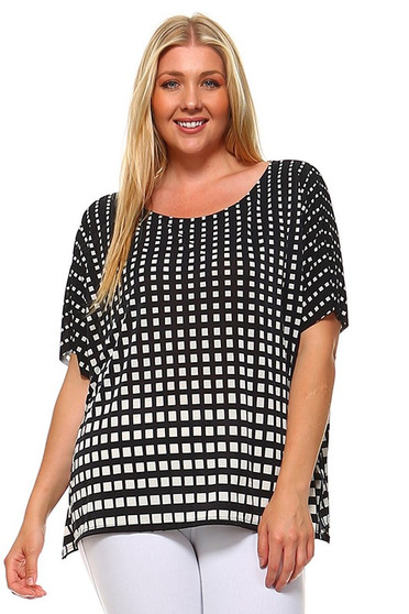 POLIANA Plus Size Checkered Top with Relax Fit