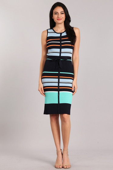 VERTE Striped Sleeveless Dress