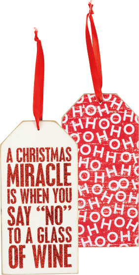 Bottle Tag - Christmas Miracle Say No To Wine