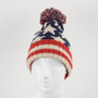 Knit Beanie with Pom Unisex American Flag