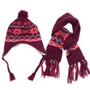 Kid's Knitted Ear Flap Snowflake Pom Scarf,Hat Set