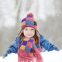 Kid's Knitted Patwork Print Ear Flap Pom Scarf,Hat Set
