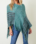 ON BLUE Knit Poncho Charcoal Stripe Bottom