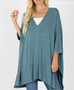 PLUS SIZE OVERSIZE V-NECK PONCHO MELANGE FABRIC 3 Colors