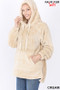 PLUS SIZE HOODED FAUX FUR KANGAROO POCKETS PULLOVER