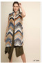 Long Chevron Design Open Front Faux Fur Vest