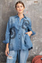 EASEL PAISLEY PRINTED DENIM BUTTON DOWN SHIRT/JACKET
