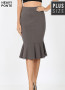 PLUS SIZE HEAVY PONTE BASIC KNEE MERMAID HEM SKIRT 2 COLORS
