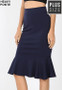 PLUS SIZE HEAVY PONTE BASIC KNEE MERMAID HEM SKIRT 2 COLORS