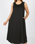 PLUS SIZE VISCOSE SLEEVELESS ROUND NECK DRESS BLACK