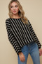 ON BLUE Sweater Dolman Sleeve with Vertical Stripe