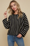 ON BLUE Sweater Dolman Sleeve with Vertical Stripe
