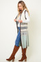 ON BLUE Hooded Sweather Vest Long Cardigan Aztec Pattern