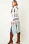 ON BLUE Hooded Sweather Vest Long Cardigan Aztec Pattern