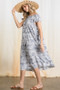 CES FEMME Tie dye print smocked off shoulder dress 