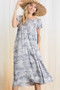 CES FEMME Tie dye print smocked off shoulder dress 