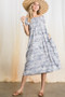 CES FEMME Tie dye print smocked off shoulder dress 